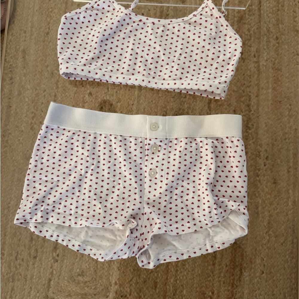 Brandy Melville Red and White Polka Dot Pajama Set